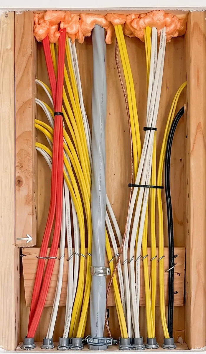 Rough-in wiring in a framed wall cavity